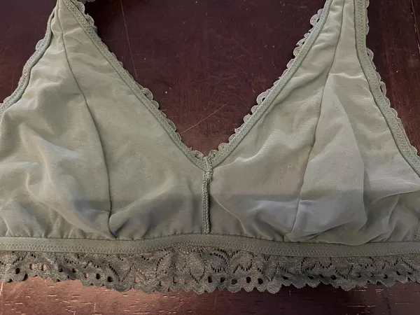 Aerie Bralette Bra Womens Medium Green Lace Wireless Halter Lined Longline - Image 6