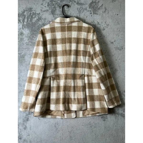 Hutch Buffalo Plaid Wool Blend Blazer Jacket Beige Cream Shacket Coat Size 1X - Image 3