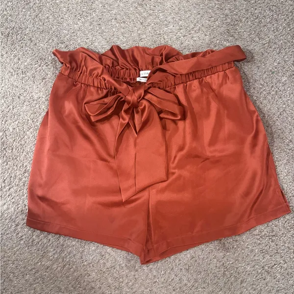 Free People Allani Liu Webber satin shorts SZ M Orange Size M - Image 5