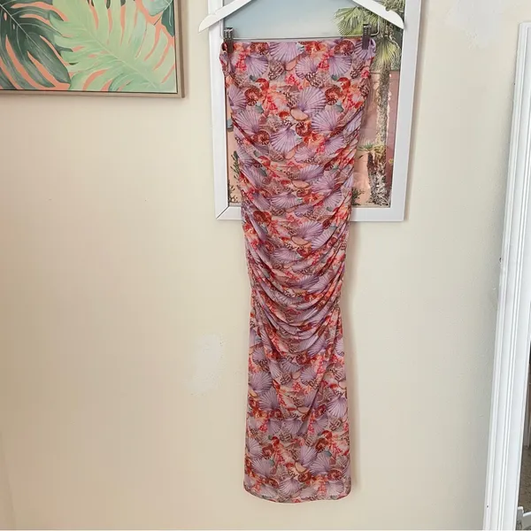 Resa Kristina Mesh Midi Dress In Coral Seashell Size Medium - Image 3