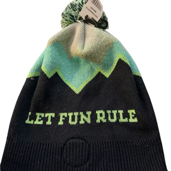 Colorful Knit Beanie with Pom Pom Black - Image 2