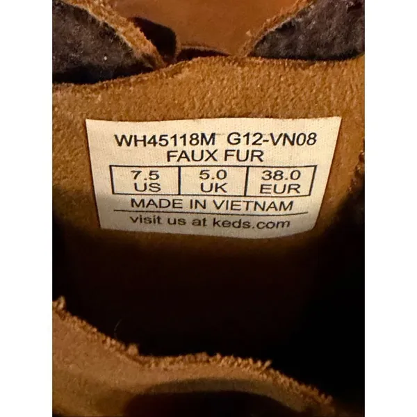 Keds Sunny Side Brown Faux Fur lined Ankle Suede Boot WH45118M Size 7.5 - Image 7