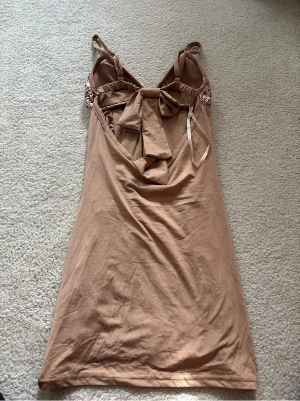 Y2K Wet Seal Gold Sequin Mini Dress - Image 3
