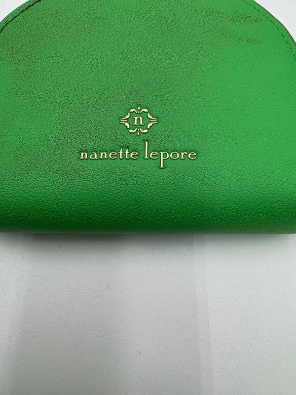 Nanette Lepore Green Zip Around Coin Purse Card Wallet Embossed Logo Compact - Image 3