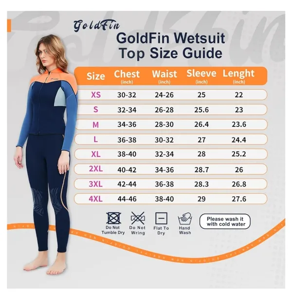 Wetsuit top women's 2mm jacket Long Sleeve Neoprene diving surfing size … - Image 3