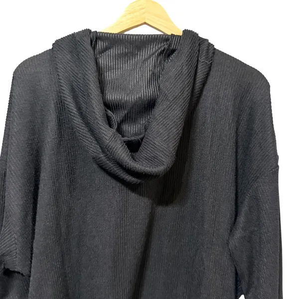 RBX Womens Black Ribbed Quarter Zip Hoodie Long Sleeve Active Top Size Large - Image 4