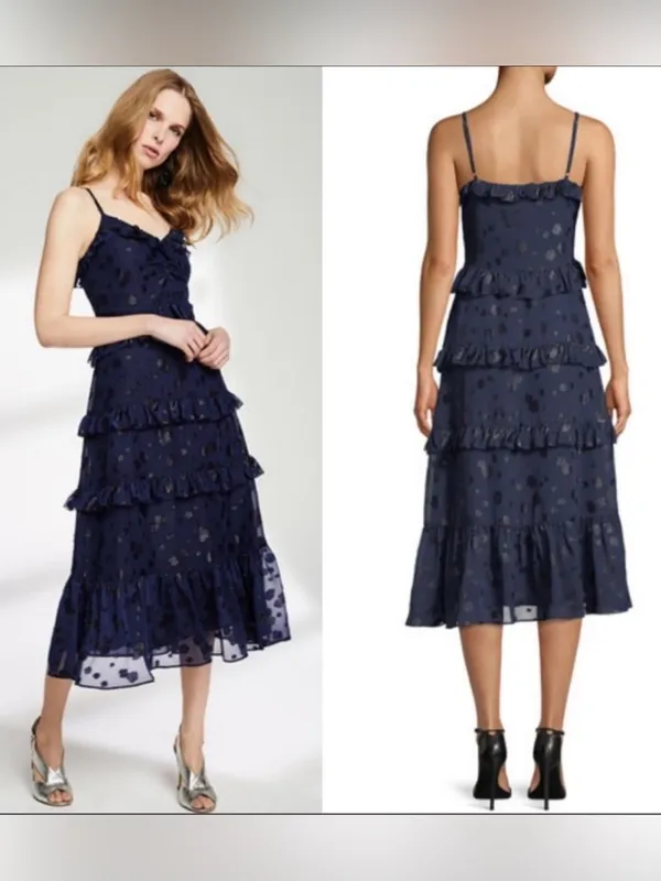 MICHAEL Michael‎ Kors Women’s Navy Long Tiered Maxi Dress XS NWT Ruffle - Image 2
