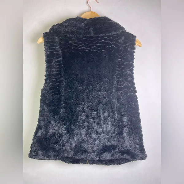 Johnny Was Pete & Greta Women’s Sz S Faux Fur Zip-Front Vest Black Cottage Y2K - Image 8