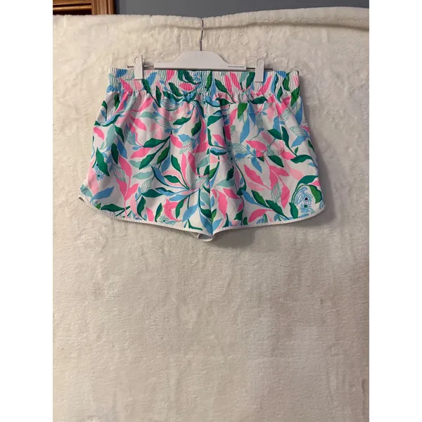Lilly Pulitzer Luxletic Women XL Tropical Floral Athletic Active Shorts Pink - Image 8