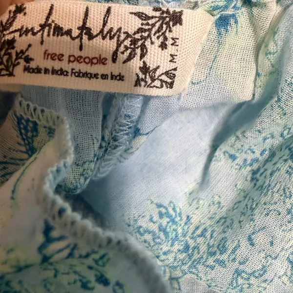 Intimately Free People Blue Floral Smocked Wide Leg Gauze Pants Medium - Image 7