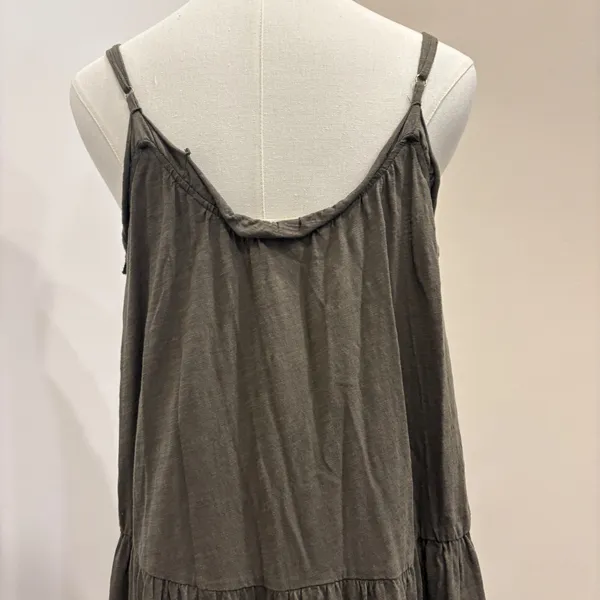 Natural Life Olive Green Tiered Babydoll Mini Dress Rayon Slub XS/S Boho Fairy - Image 7