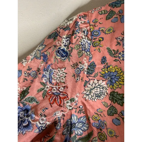 LOFT pink Floral Embroidered Swing Shirtdress‎ 3/4 sleeve size 10 - Image 4