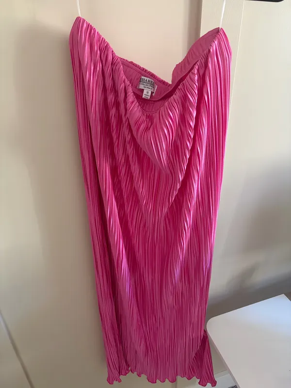 Fortunate One Pink Satin Plisse Maxi Skirt Set - Image 5