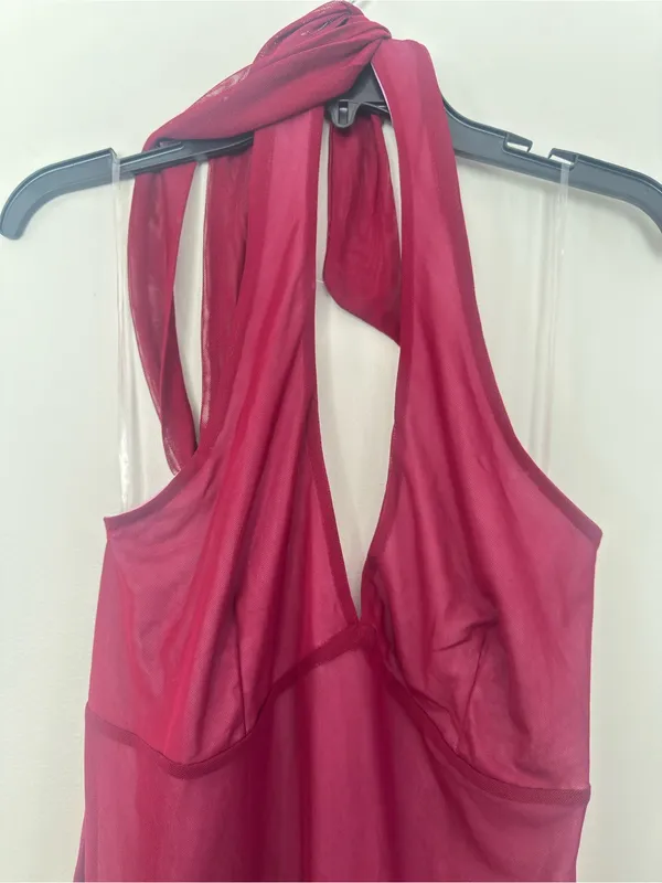 Women's Scarf Halter Mesh Mini Dress - Wild Fable - Cherry Red Sz L - Image 3