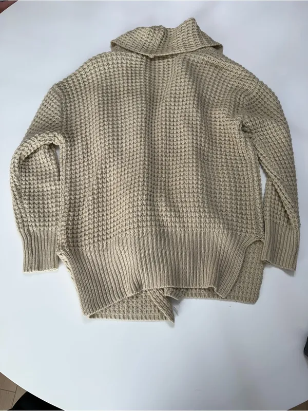 POL Anthropologie Waffle-Knit Shawl Collar Cardigan - Cream Beige size Small - Image 8