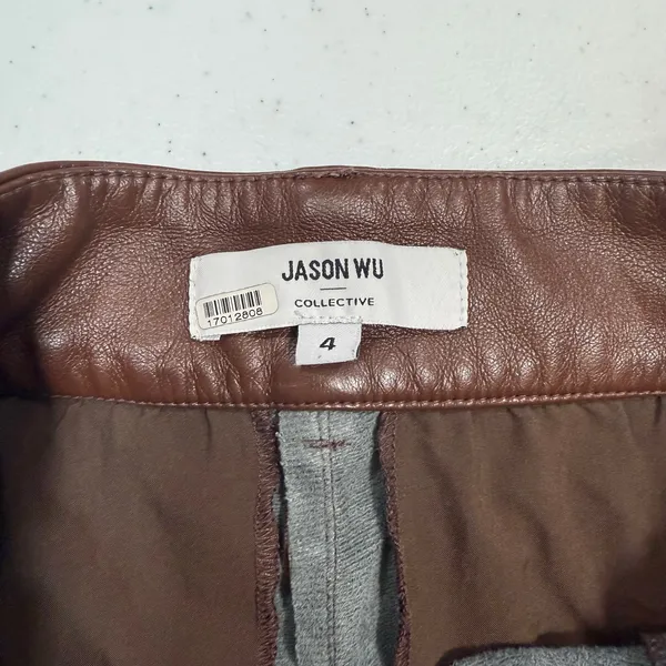 Jason Wu Wide Leg Cropped Faux Leather pants Size 4 - Image 2