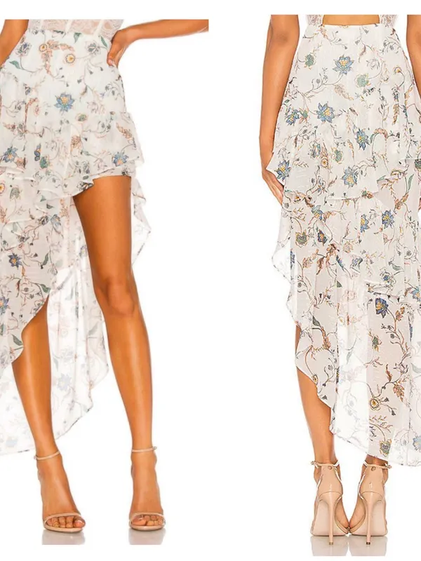 FOR LOVE & LEMONS Romy Tiered Maxi Skirt in Lurex Floral - Image 2