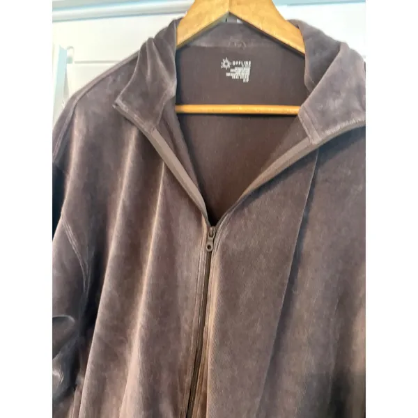Offline Purple Velour Zip‎ Up Jacket Size Small - Image 3