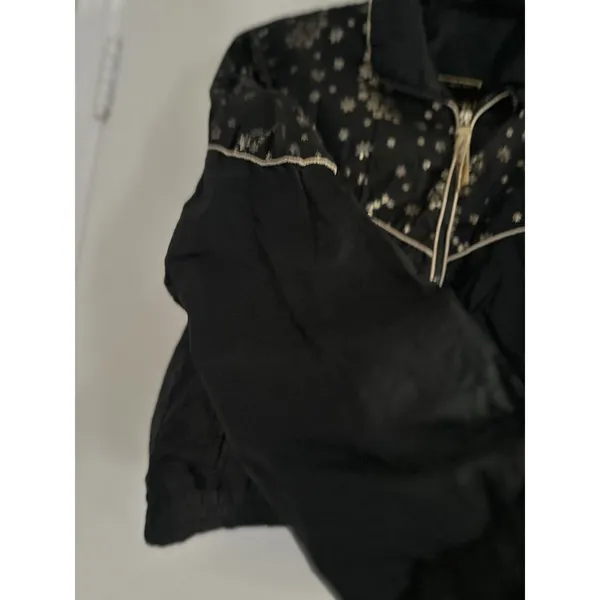 East West 80's Black & Gold Glitter Star Patterned Zip-Up Windbreaker Jacket - Image 8