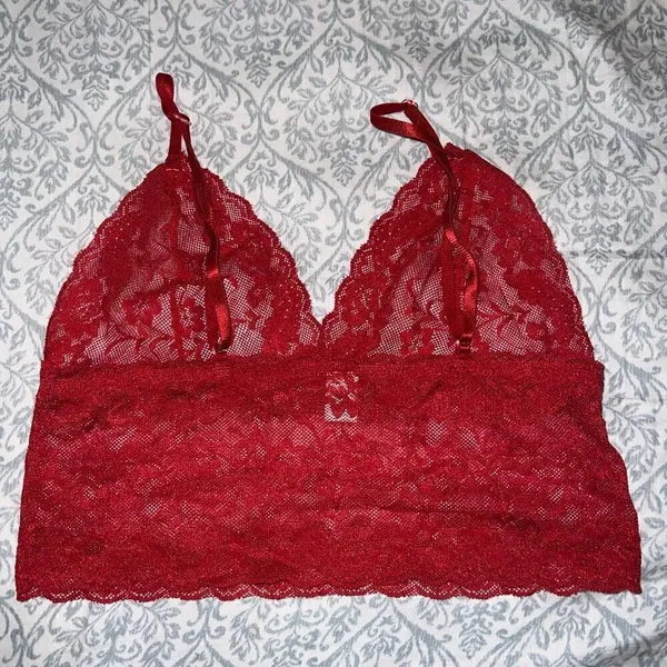 Lacy red bralette and black bustier bundle set size S Black - Image 2