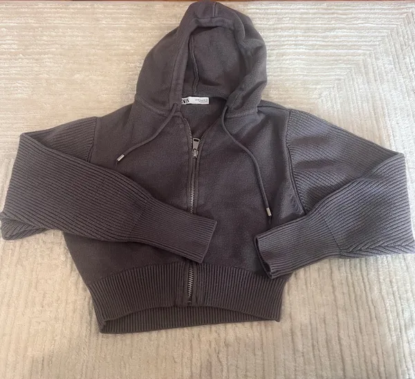 Zara HOODED KNIT CARDIGAN - Image 2