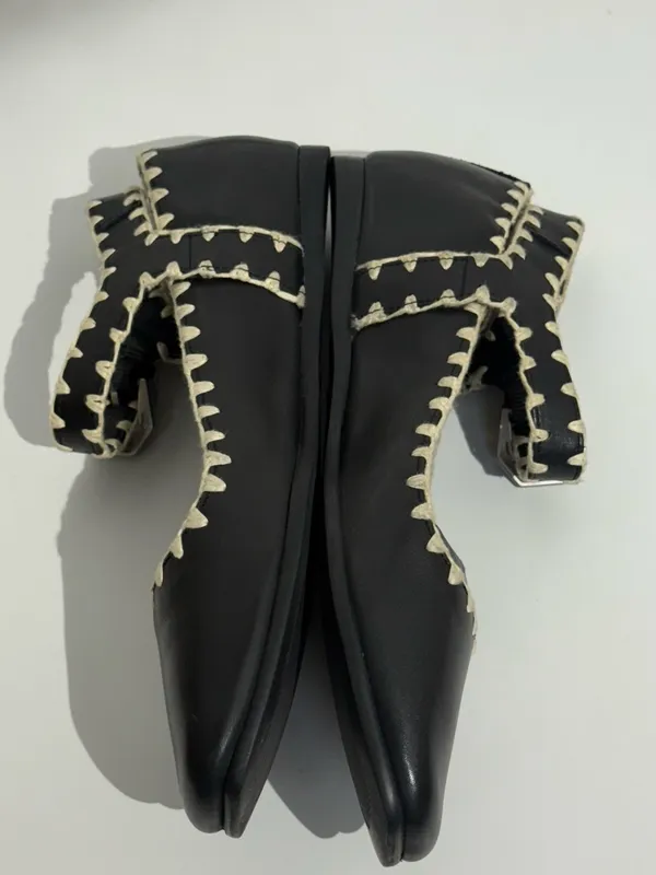NWOB Free People Crochet Mystic Black Mary Jane Flats White Stitching Size 8.5 - Image 15