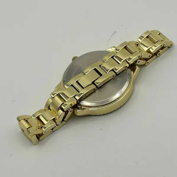 Women’s Gold-tone Crystal Accented Bezel Fashion Watch Working New Battery - Image 5