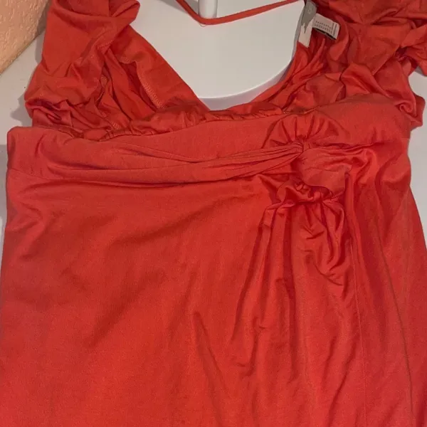 Forever 21 Coral Ruched Mini Dress Deep V Neck Sleeveless Cocktail Party - Image 8