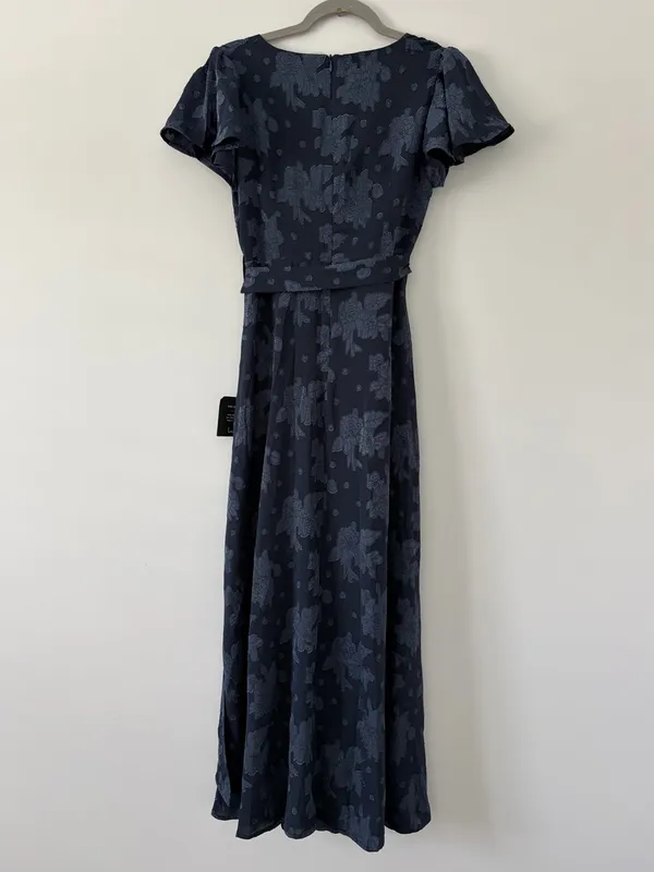 Lulu’s Compelling Love Navy Blue Jacquard Floral Short Sleeve Maxi Dress NWT S - Image 5