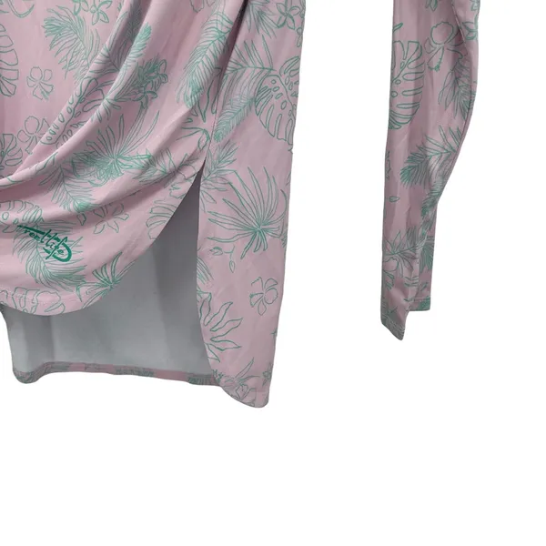 Reel Life size Medium long sleeve outdoor‎ sun boat shirt pink green floral - Image 3