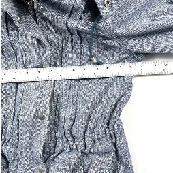 Free People Y2K Blue Herringbone Parka Jacket Size 6 Cotton Vintage Fall - Image 10