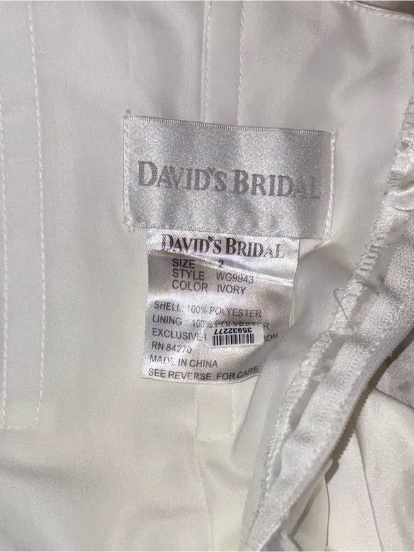 Beautiful David’s Bridal Satin Sheath Wedding Gown - Image 9