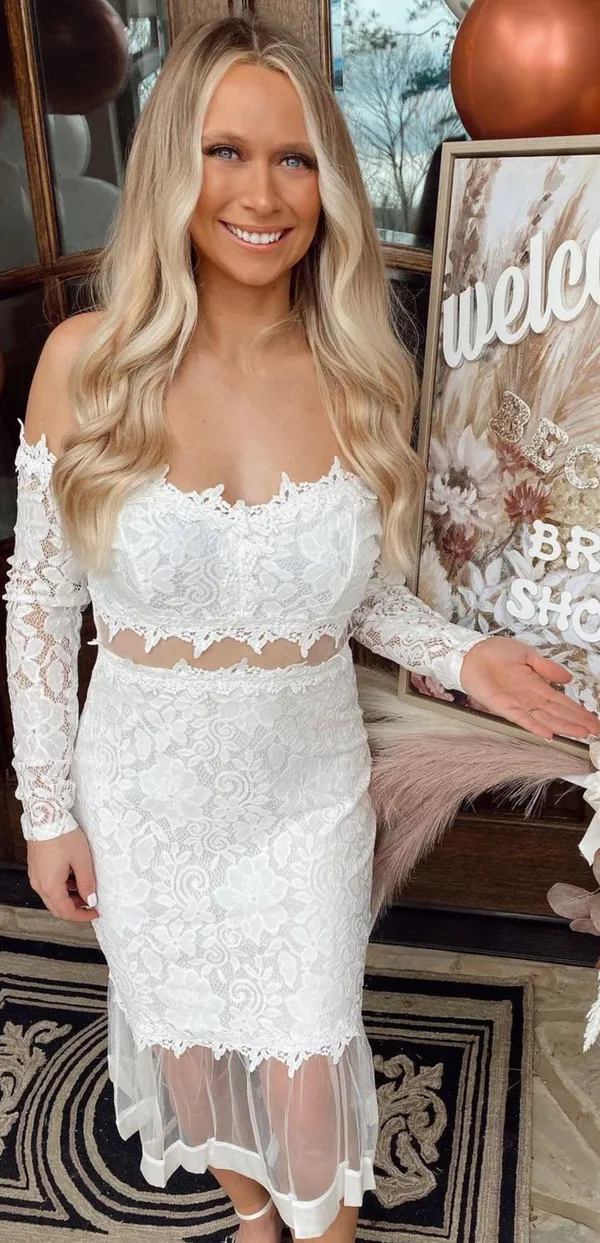 Amazon White Lace Off The Shoulder Midi Dress - Image 2