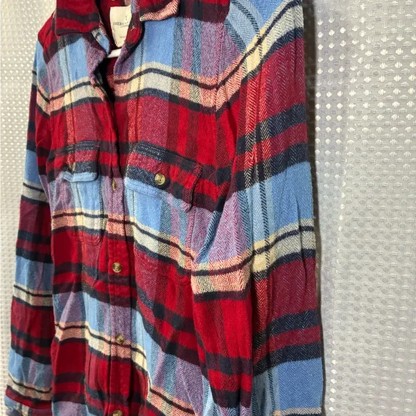 American Eagle Ahh-mazingly soft Red and Blue Plaid Shirt women’s size XSmall - Image 6