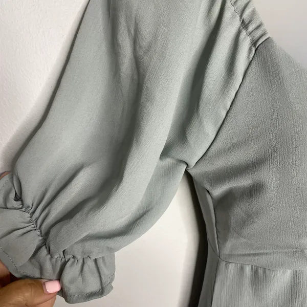 Double Zero Puff Sleeve Mini Dress in Sage - Image 4