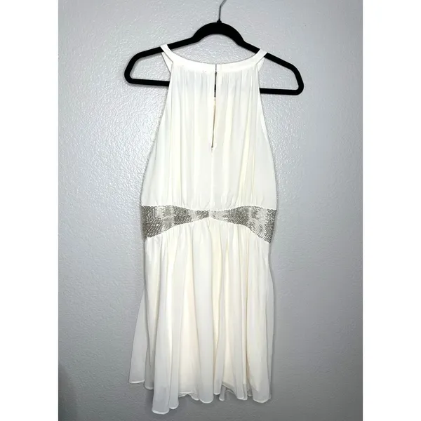 NEW Lulus Dress Womens XL White Sleeveless Silver Waist Embellished Party Formal - Image 10