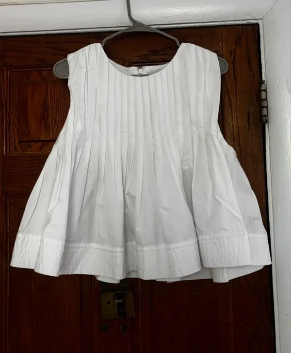 Mare Mare White Pleated Sleeveless Peplum Top - Image 2