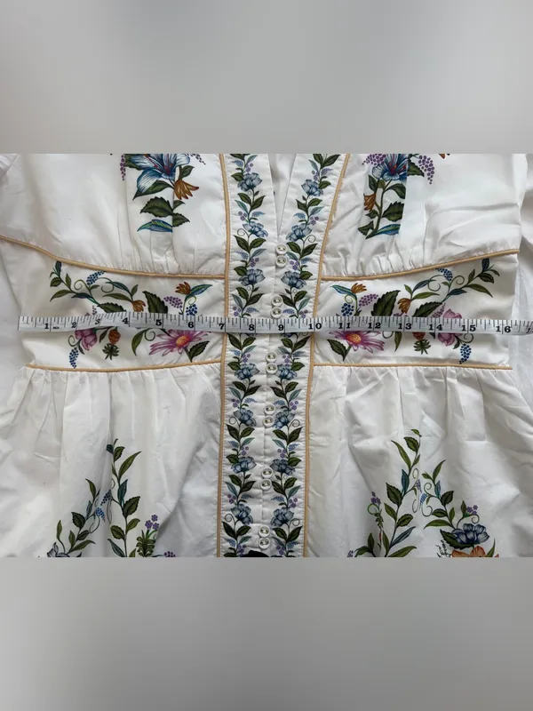Farm Rio Sweet Bloom Dreamscape Floral Puff Sleeve Mini Dress Size L - Image 13