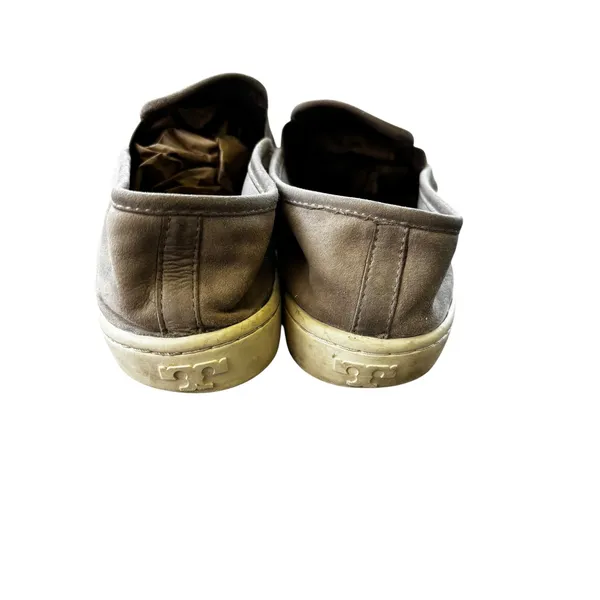 Tory Burch Max Slip On Sneakers‎ 9.5 Grey Suede Leather Casual Designer Shoes - Image 4