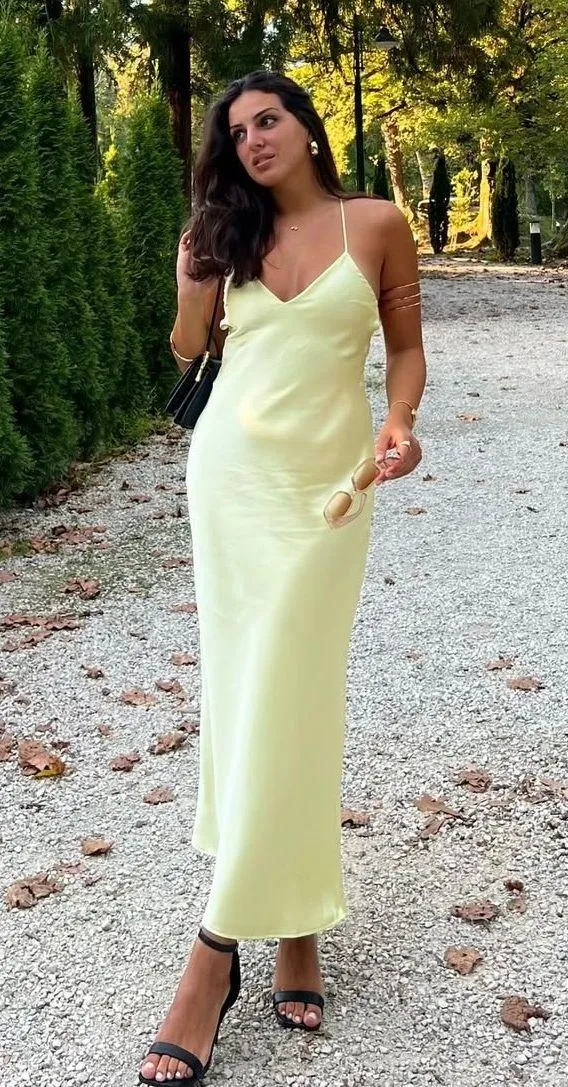 Zara lime Light Green Slip maxi Dress - Image 7