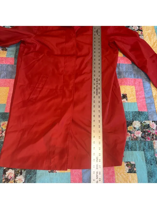 Lauren Ralph Lauren Vintage Red Polyester Trench Coat, Woman’s Size Large - Image 8