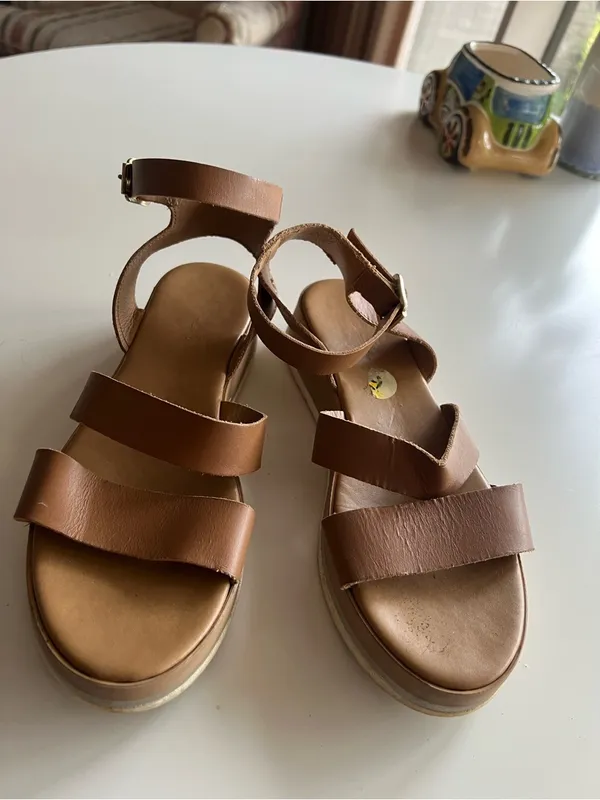 Mila Paoli Women's Sz 9 Ankle Strap Platform Sandals Brown Leather Made in Italy - Image 2