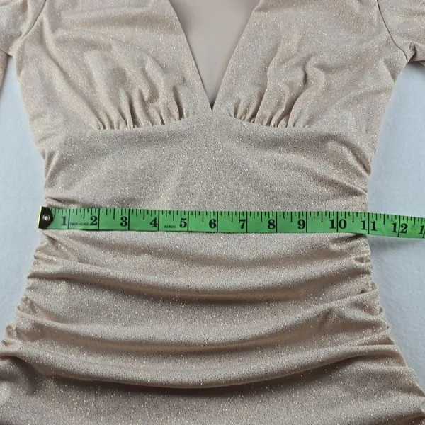 Windsor NWT Glitz and Glamour Mini Dress in Gold Champagne Shimmer Women's Small - Image 9