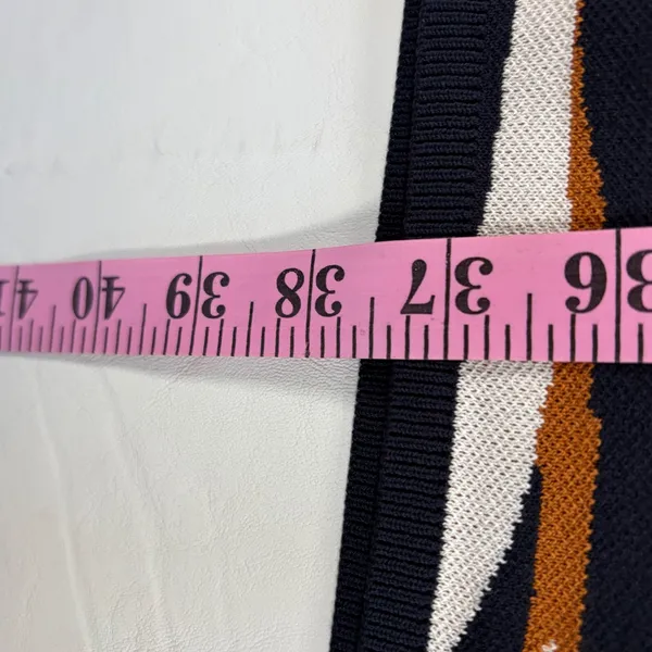 Ann Taylor Navy Cognac Zebra Print Short Sleeve Sweater Dress Large Avante Garde - Image 6