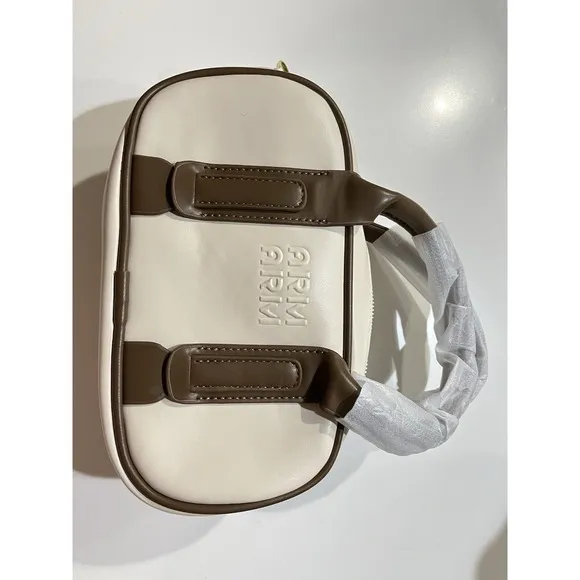 Bowling Bag Women Small Cream Brown New ARM Embossed‎ Crossbody Handbag - Image 2