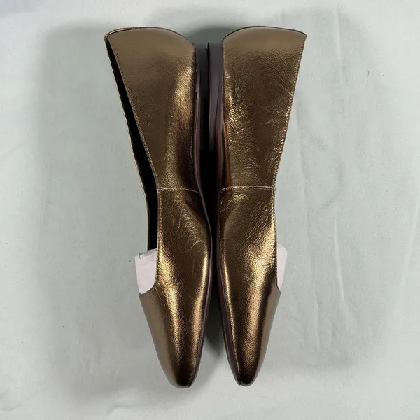 Naturalizer Size-8W Womens Chelsea Gold Leather Square Toe‎ Ballet Flats - Image 6