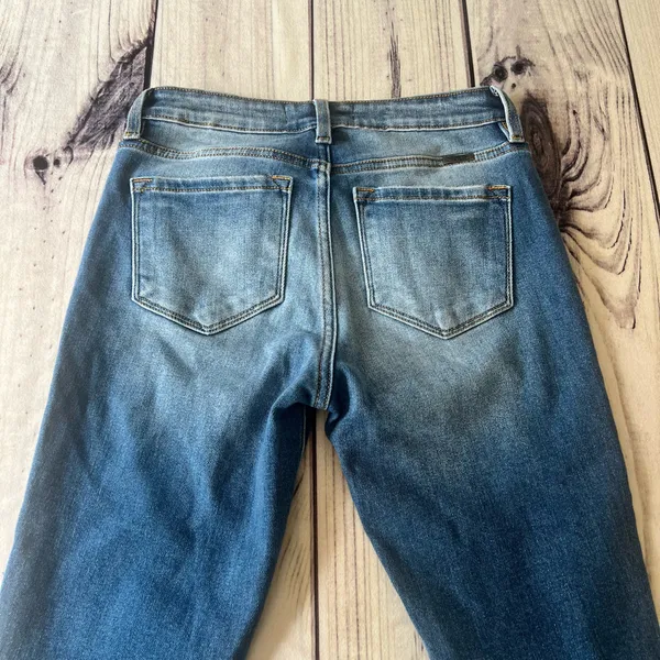 KanCan Leslie Fringe Hem Distressed Mid Rise Skinny Jeans - Image 8