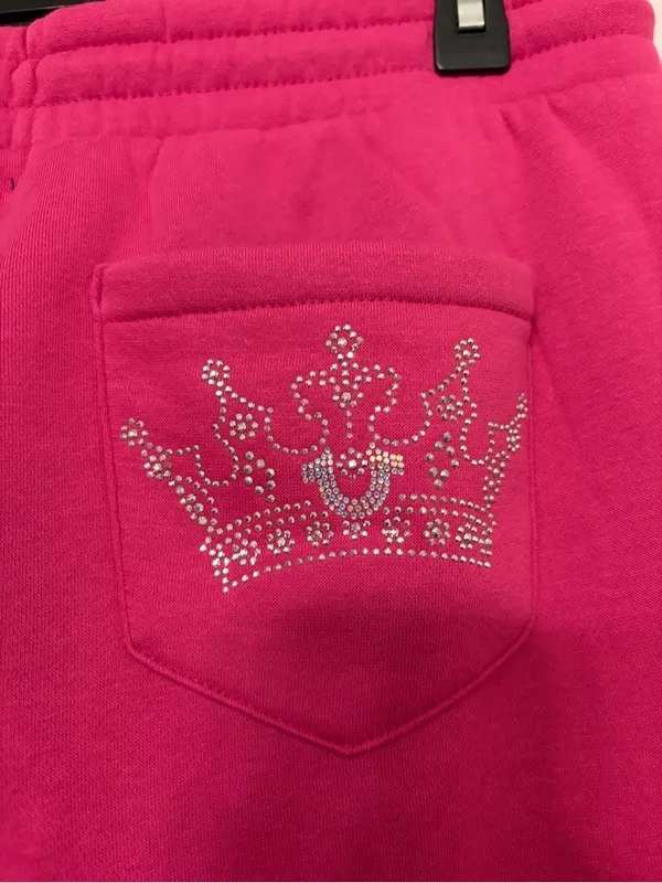 NWT True Religion Rhinestone Crown Fleece Joggers Size Medium Pink Y2K - Image 6