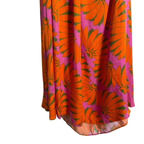 Farm Rio Copacabana Orange Printed One Shoulder Cut Out Maxi Dress Size Large - Image 13