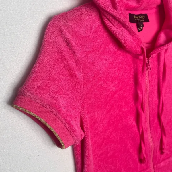 2000s Juicy Couture Black Label Robertson Tourist Pink Terry Hoodie NWT S - Image 7